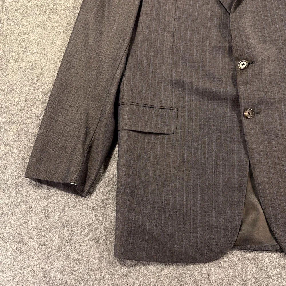 Hickey Freeman Blazer Mens 42 L Gray Pinstripe Tasmanian Super 150‎ Loro Piana